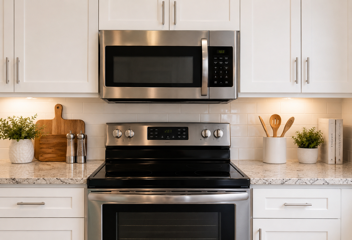 Countertop microwave with stainless finish