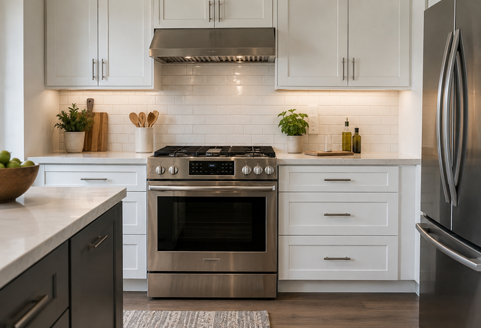 Professional gas range and oven