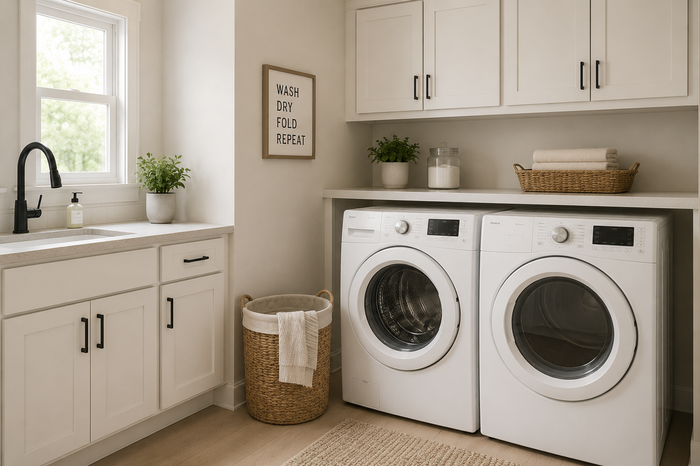 Front load washer and dryer set