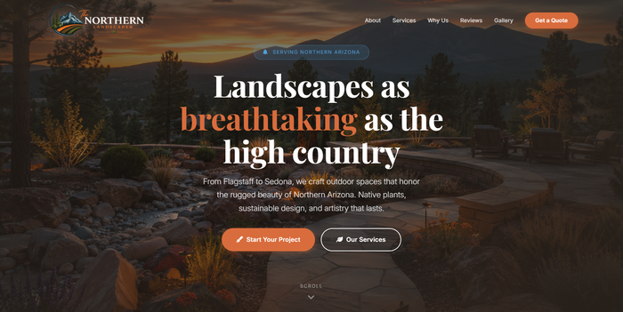 Landscaping website design inspiration - fresh 1-page layout for outdoor services