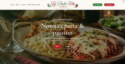 Restaurant website design inspiration - warm 1-page layout for dining establishments